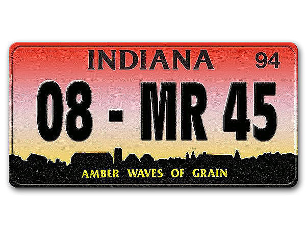 Indiana US Kennzeichen mit individuellem Wunschtext bedruckt