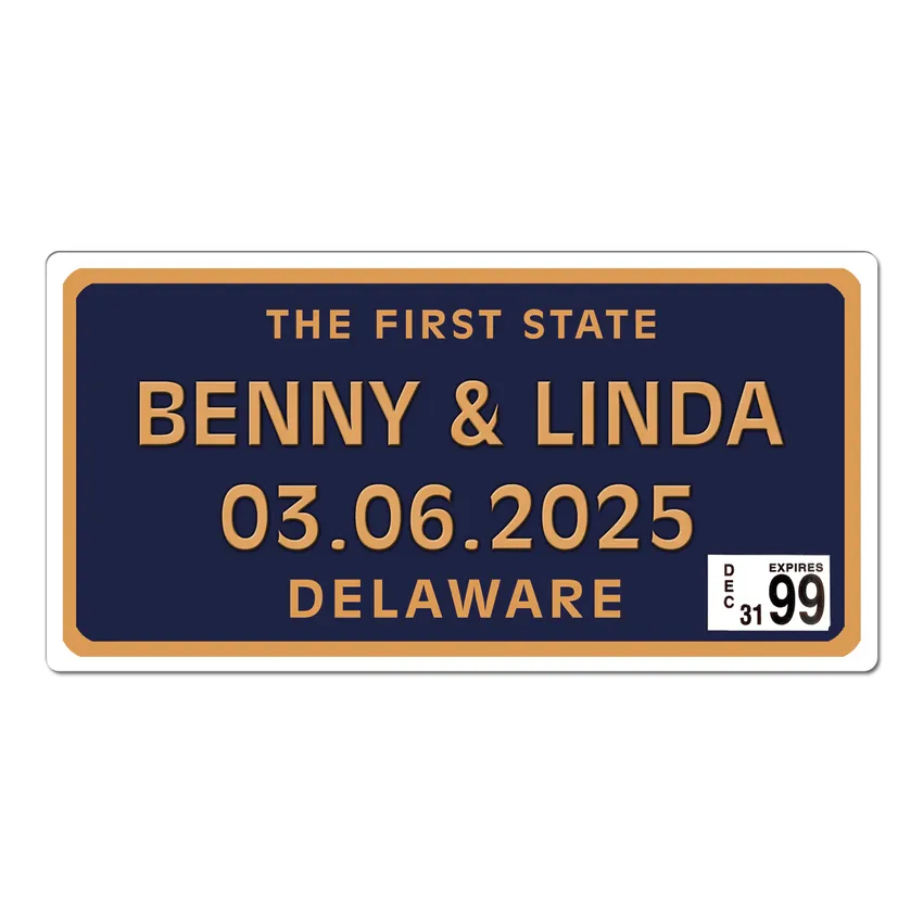 Delaware - The First State - US-Nummernschild mit Wunschtext bedruckt 30 x 15 cm