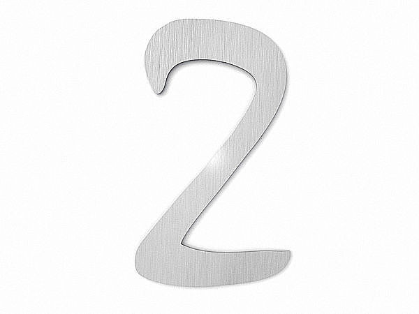 Hausnummer 2 - Schriftart Design aus Edelstahl - Staccato - 180 mm