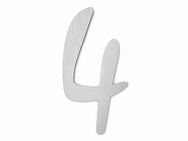 Hausnummer 4 - Schriftart Design aus Edelstahl - Staccato - 180 mm