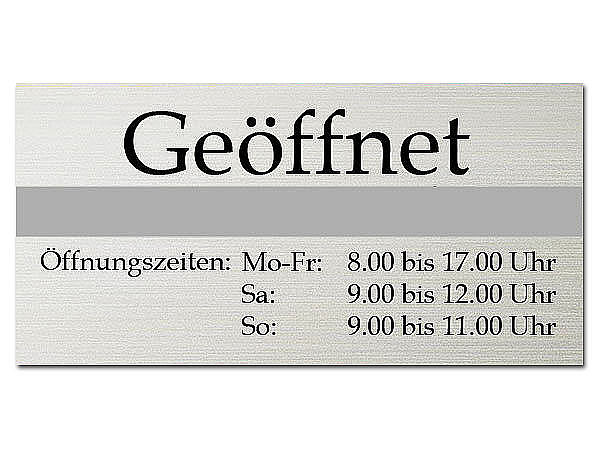 ffnungszeiten Trschild - Geffnet - ClassicLine - Gre: 200 x 100 mm