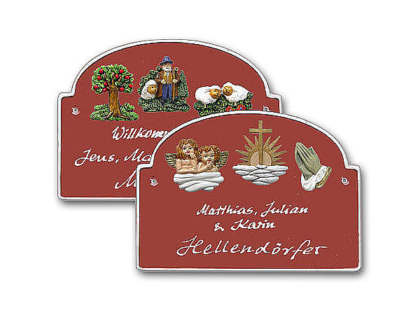 Trschild Artelith - Groer Bogen - abendsonnenrot - Gre: 25x18 cm