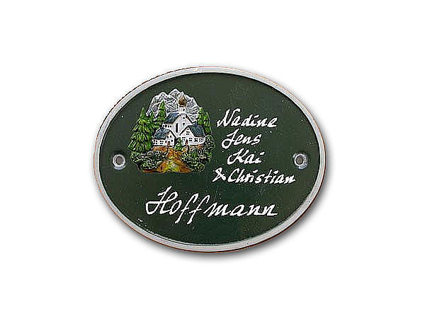 Artelith Namensschild - oval mittel - landhausedelgrn - Gre 17x13 cm