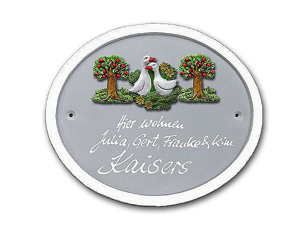 Keramik - Trschilder Klassik Art in blaugrau 28x24 cm