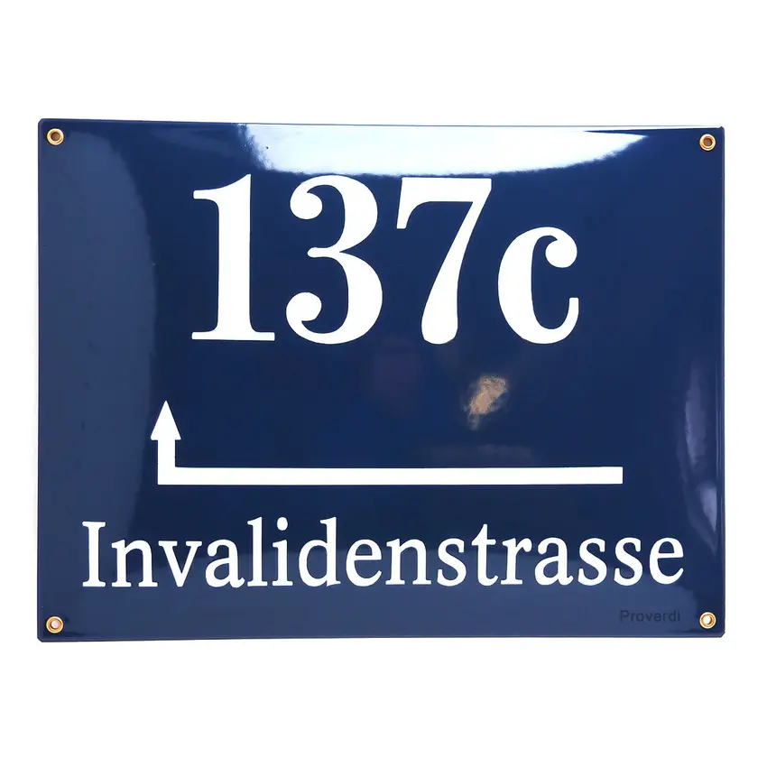 Münchner Emaille Hausnummer mit Straßenname | 40 x 30 cm