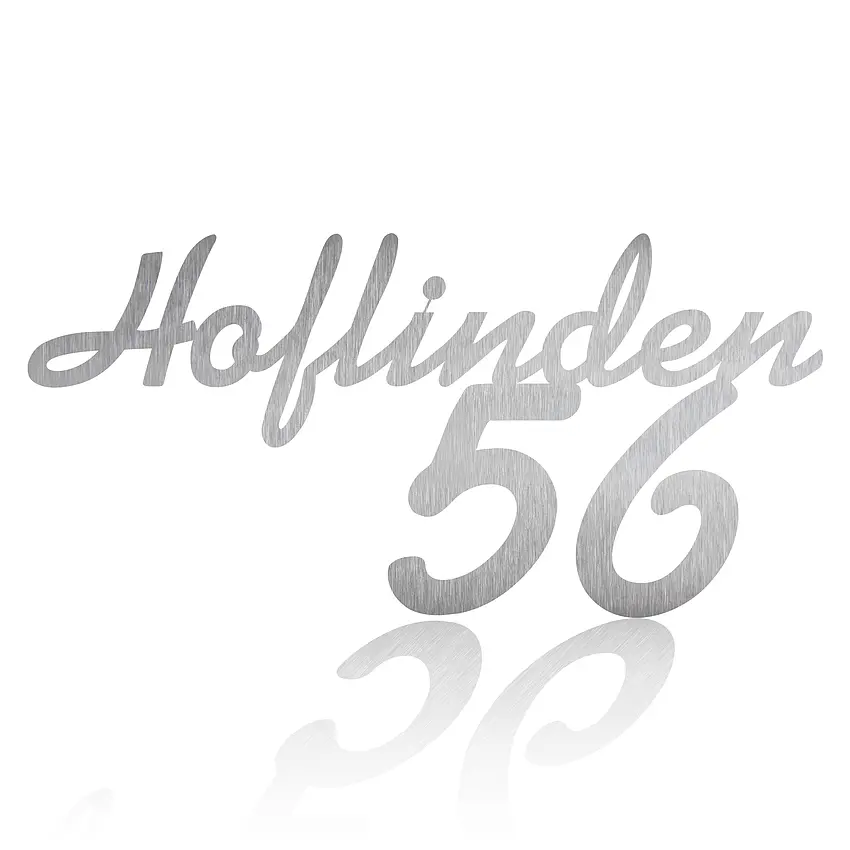 Edelstahl Hausnummer mit Straßenname Typ 8 | 100 cm lang