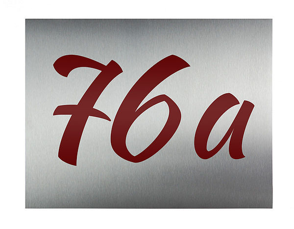 Edelstahlschild als Hausnummer 260 mm x 200 mm