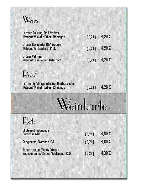 Getrnkekarte aus Aluminium individuell bedruckt