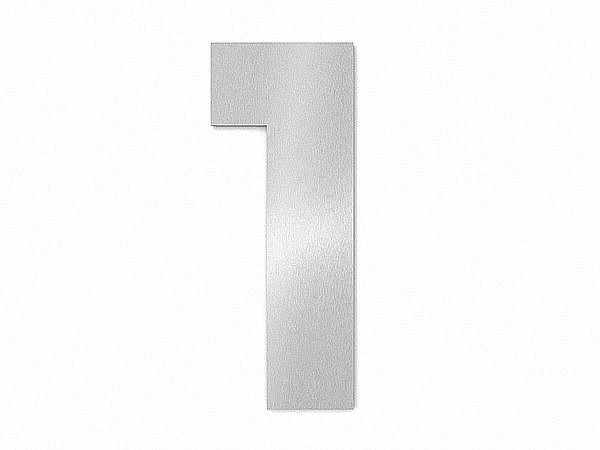 Hausnummer 1 - Schriftart Bauhaus aus Edelstahl