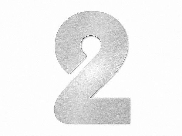 Hausnummer 2 - Schriftart Bauhaus aus Edelstahl