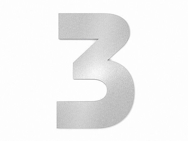 Hausnummer 3 - Schriftart Bauhaus aus Edelstahl
