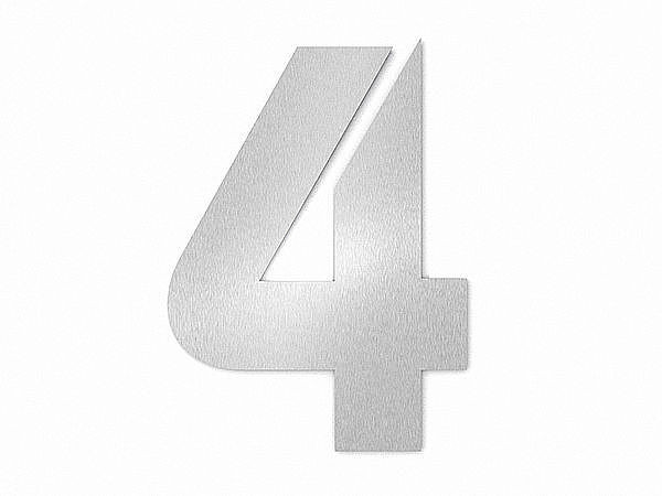 Hausnummer 4 - Schriftart Bauhaus aus Edelstahl