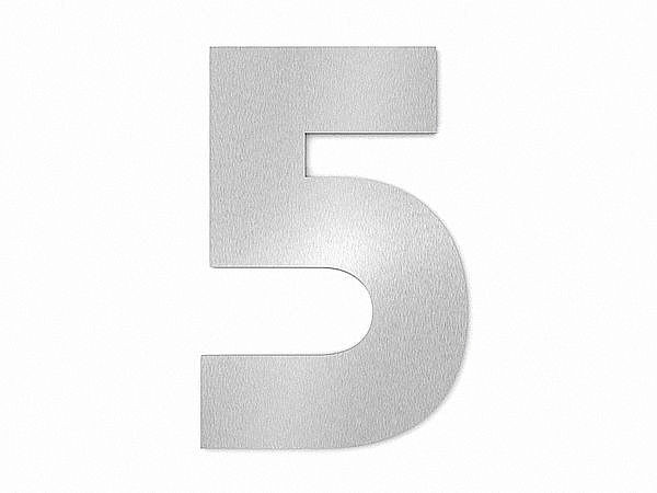 Hausnummer 5 - Schriftart Bauhaus aus Edelstahl