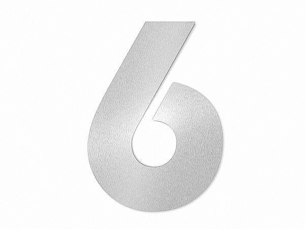 Hausnummer 6 - Schriftart Bauhaus aus Edelstahl