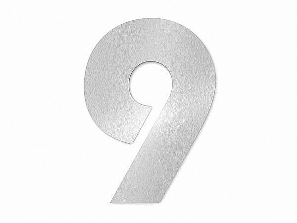 Hausnummer 9 - Schriftart Bauhaus aus Edelstahl