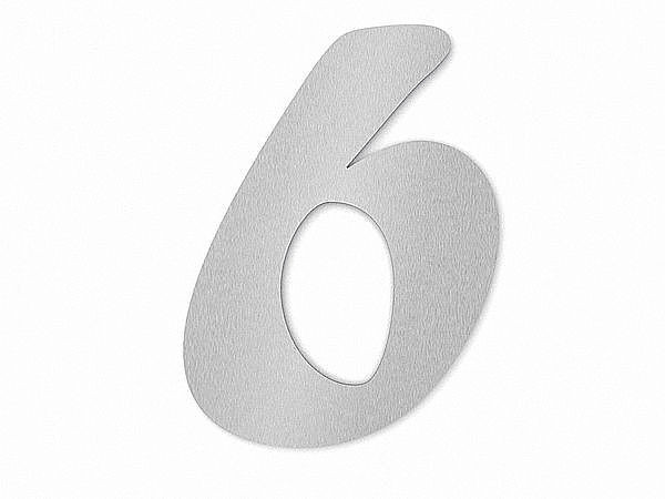 Edelstahl Hausnummer Ziffer 6 in Forte Schrift