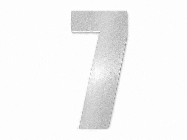 Moderne Edelstahl Hausnummer Ziffer 7 in Schrift Impact