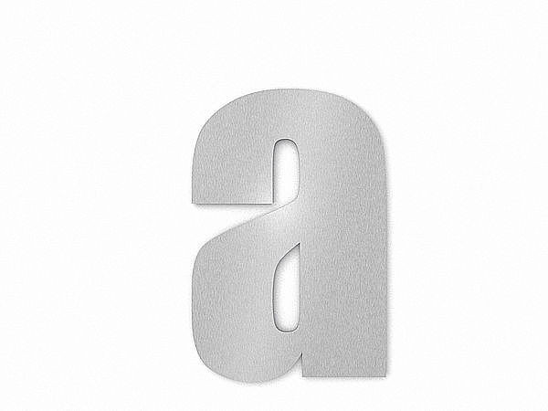 Moderne Edelstahl Hausnummer Buchstabe a in Schrift Impact