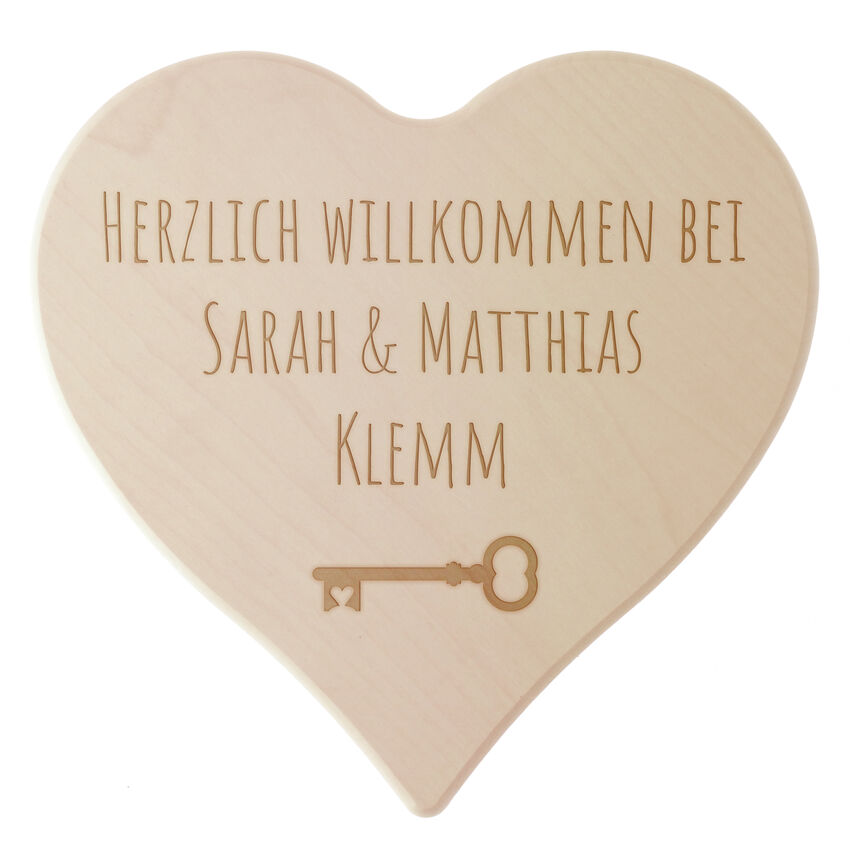 Holzschild Herzlich Willkommen mit Ihrem Wunschtext - Gre 24 cm - Gravur