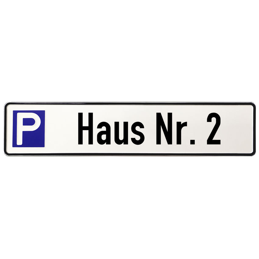 Schild aus Aluminium - Parkplatz für ein bestimmtes Haus mit Ihrer Wunschnummer