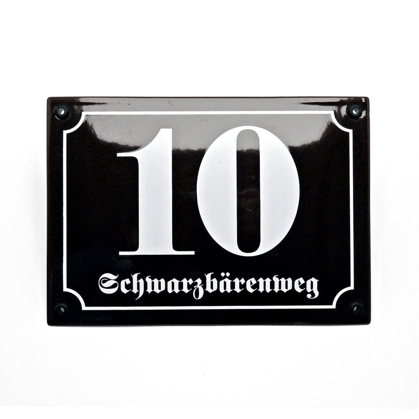 Emaille Hausnummer mit Straenname - 21 x 14,8 cm Sonderfarben