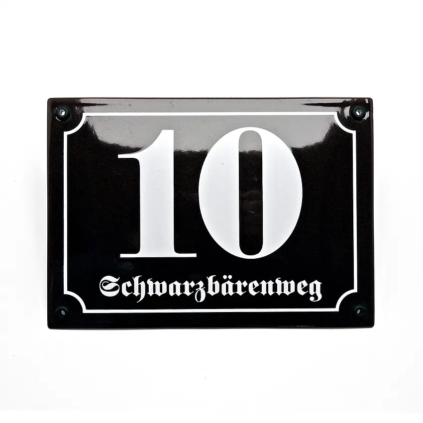 Emaille Hausnummer mit Straßenname - 21 x 14,8 cm | weitere Farben