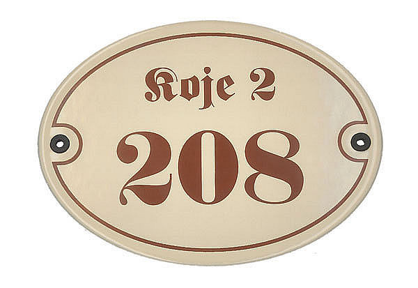 Ovale Emaille Hausnummer mit Straßenname - 21 x 16 cm