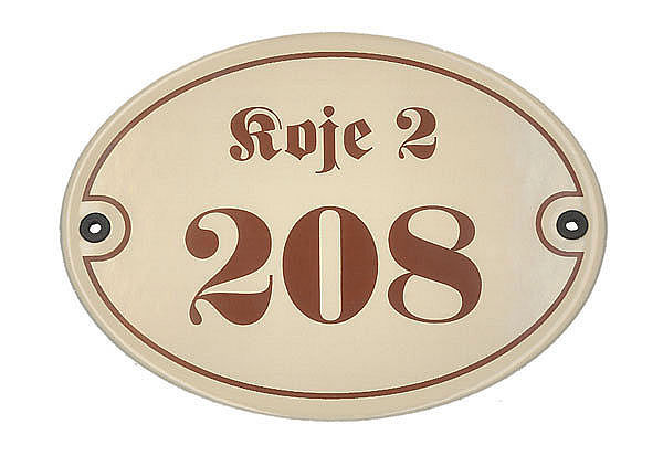 Ovale Emaille Hausnummer mit Straenname - 21 x 16 cm