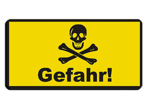 Warnschild - Warnung vor Gefahr - Totenkopf - mit Wunschtext