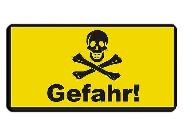 Warnschild - Warnung vor Gefahr - Totenkopf - mit Wunschtext 30 x 15 cm