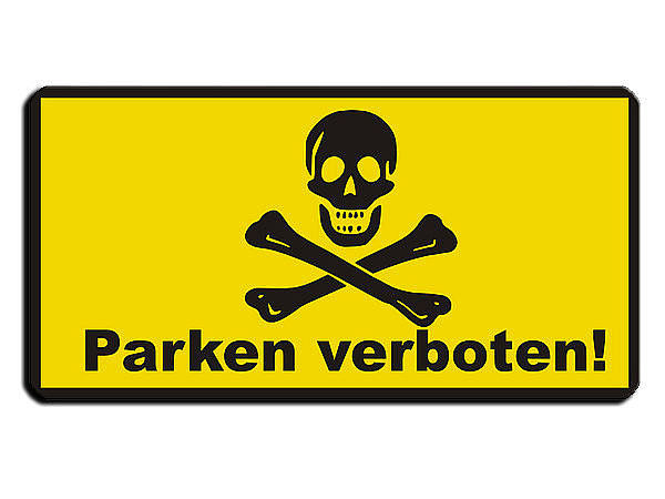 Warnschild als Parkverbotsschild - Totenkopf - mit individuellem Wunschtext