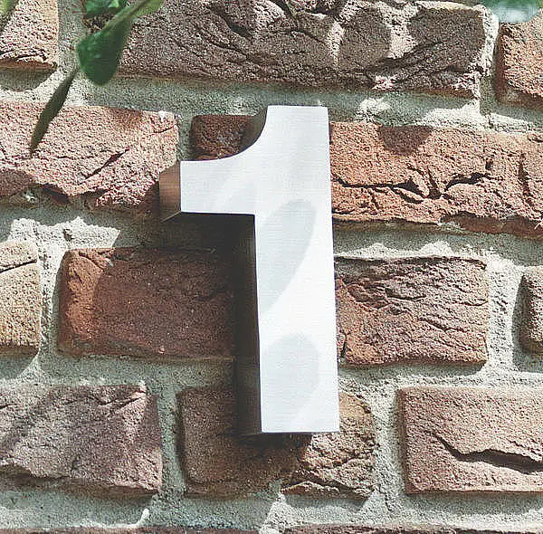 3D Hausnummer 1 aus Edelstahl - Höhe 16 cm Tiefe 3 cm
