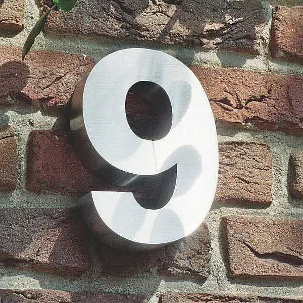 3D Hausnummer 9 aus Edelstahl - Höhe 16 cm Tiefe 3 cm