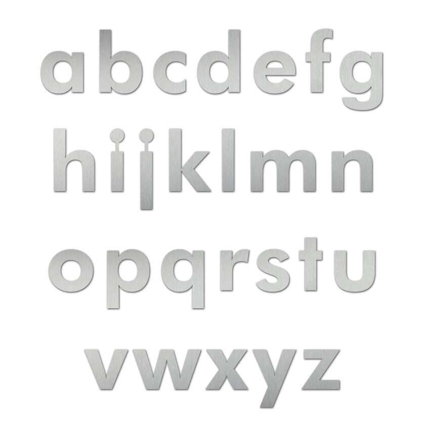 Edelstahl Kleinbuchstabe in der Schriftart Futura 180 mm