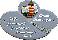 Keramik - Trschild fr die Haustr in blaugrau