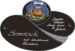 Keramik - Trschild fr die Haustr in dunkler Naturfrbung