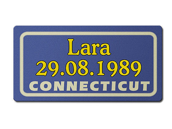 Connecticut USA-Nummernschild mit Wunschtext bedruckt
