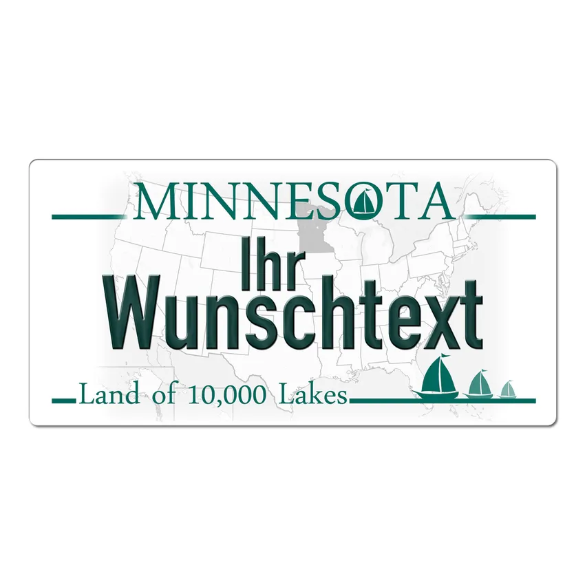 Minnesota USA Nummernschild - Dekoschild mit Wunschtext bedruckt 30 x 15 cm