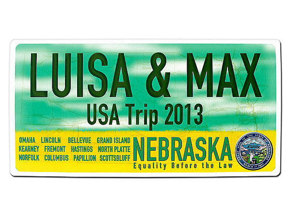 Nebraska USA Nummernschild mit individuellem Wunschtext bedruckt