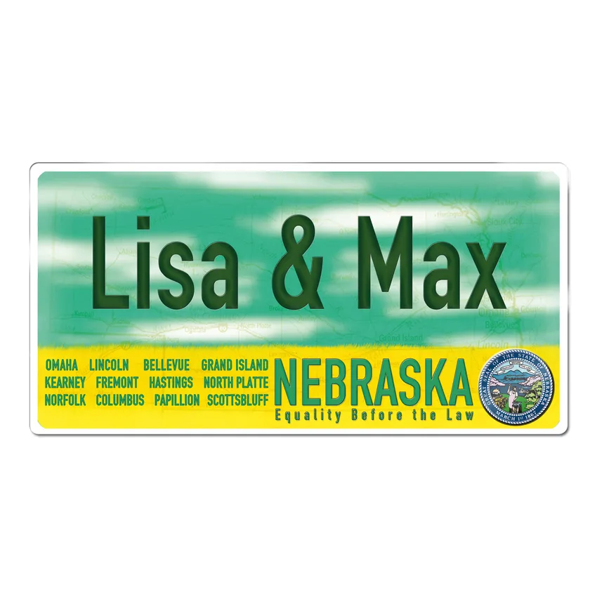 Nebraska USA Nummernschild mit individuellem Wunschtext bedruckt 30 x 15 cm