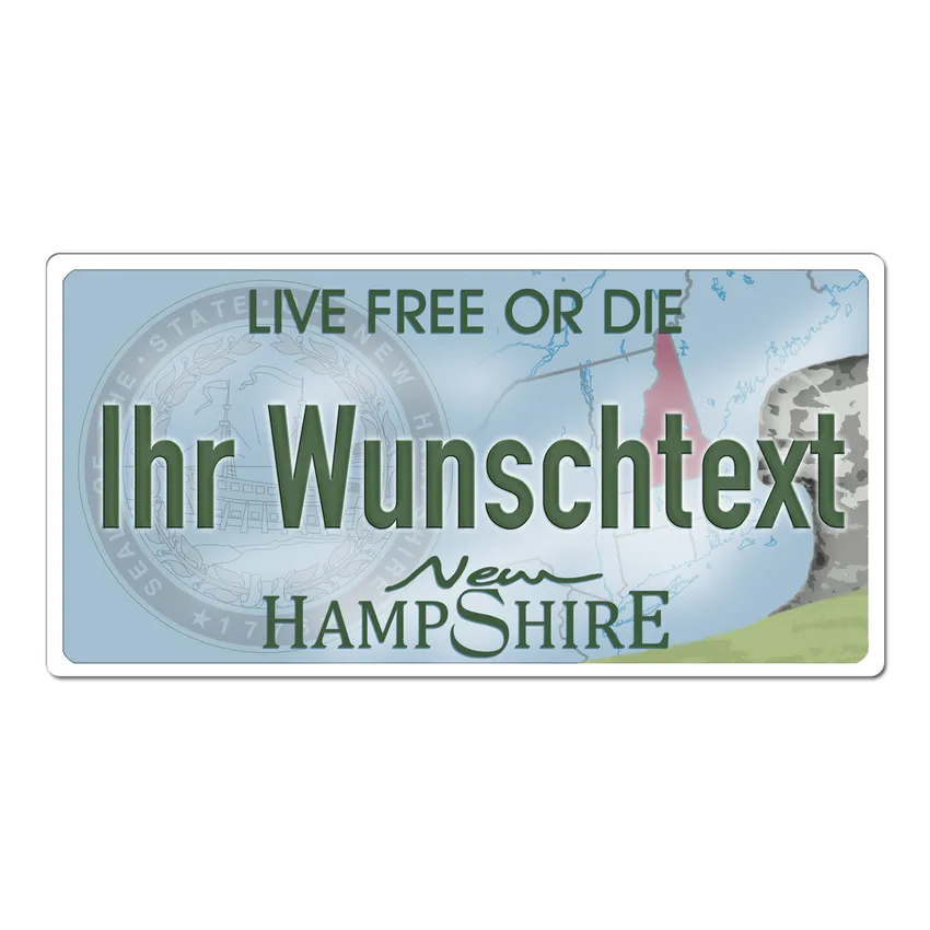 New Hampshire USA Autonummernschild mit Wunschtext bedruckt 30 x 15 cm