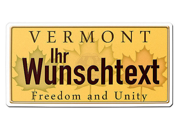 Vermont USA PKW-Kennzeichen mit Wunschtext bedruckt