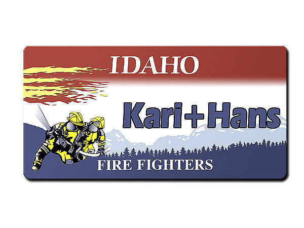 Idaho USA Nummernschild Feuerwehrmotiv mit Wunschtext bedruckt