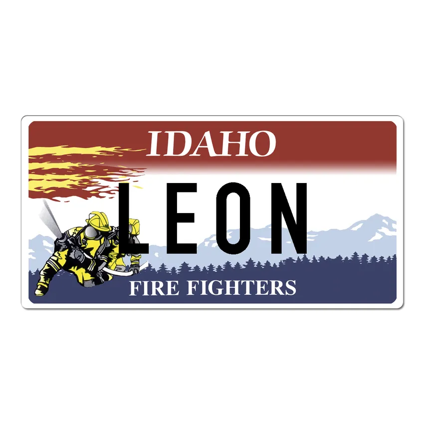 Idaho USA Nummernschild Feuerwehrmotiv mit Wunschtext bedruckt 30 x 15 cm