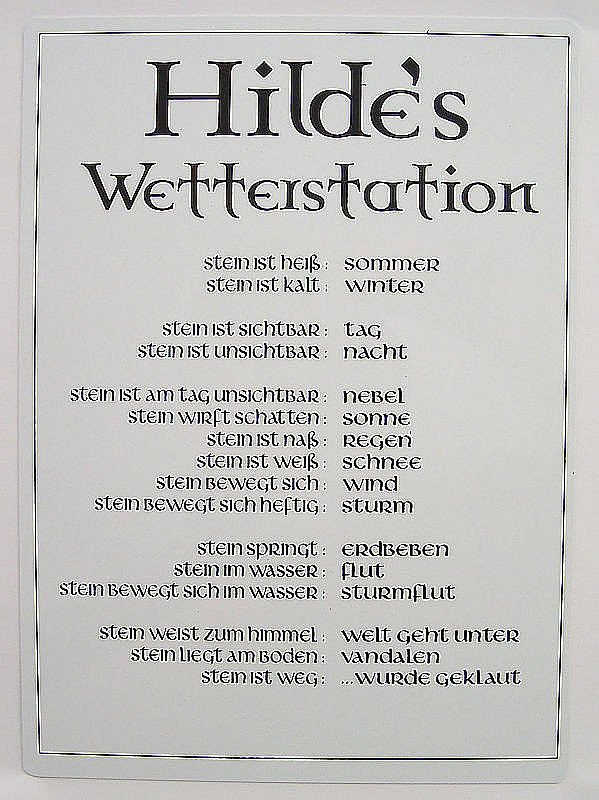 Aluminiumschild fr einen Wetterstein in A4 mit Ihrem Wunschtext
