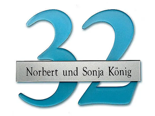 Hausnummer aus Gravurglas mit Namen oder Straßennamen - Größe: 18 x 14 cm