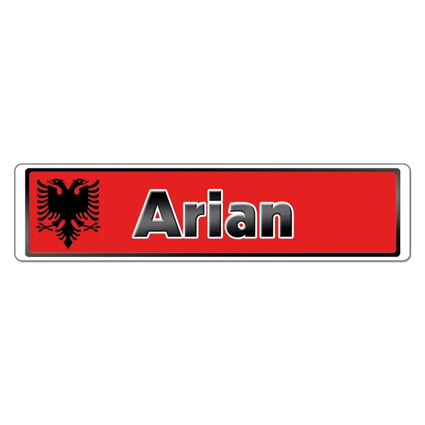 Namensschild mit albanischer Flagge und Ihrem Wunschtext