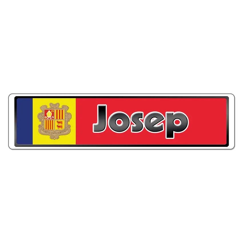 Namensschild mit Andorra - Flagge und Ihrem Wunschtext