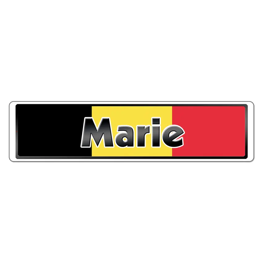 Namensschild mit belgischer Flagge und Ihrem Wunschtext