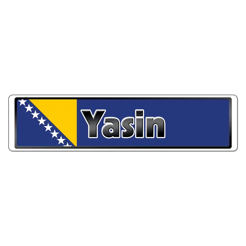 Namensschild mit Bosnien und Herzegowina Flagge und Ihrem Wunschtext